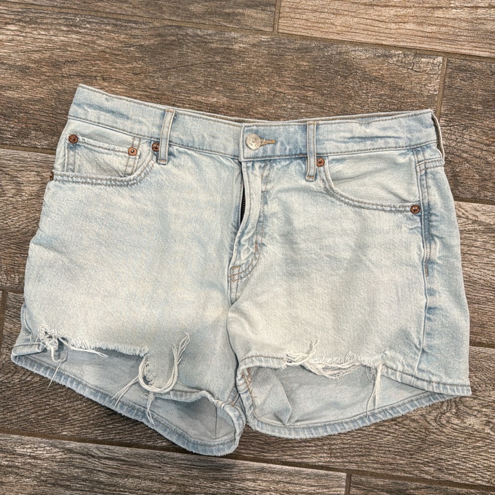 American Eagle Outfitters Light Blue Distressed Denim Shorts